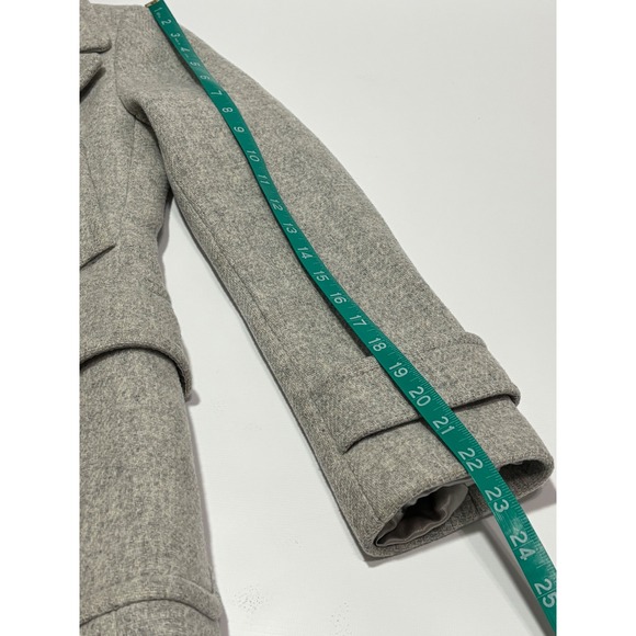 J Crew Stadium Cloth Peacoat Double Breasted Gold Buttons Grey Women 00 - Picture 9 of 12